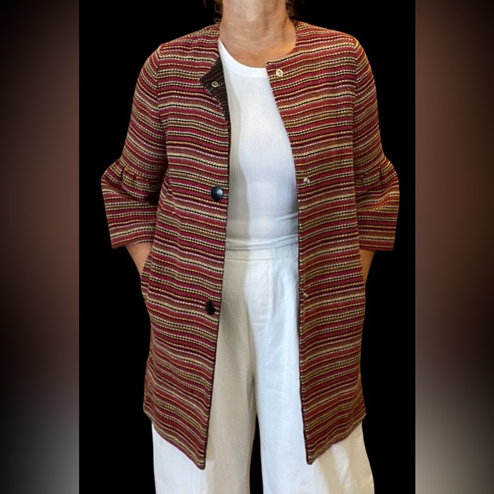 Sisley Long Jacket 3/4 Bell Sleeves S/L Casual Chic Luxury New Preppy